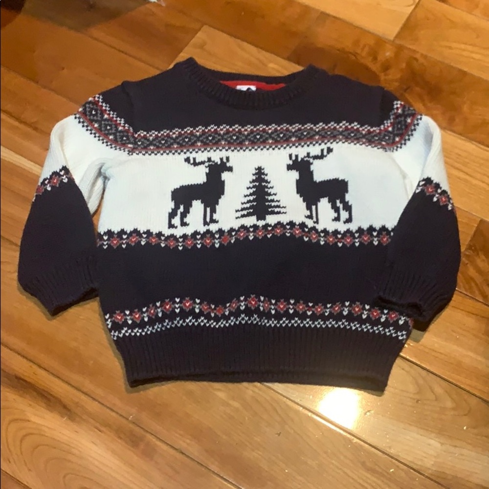 Janie and Jack Festive Navy and Cream Sweater
